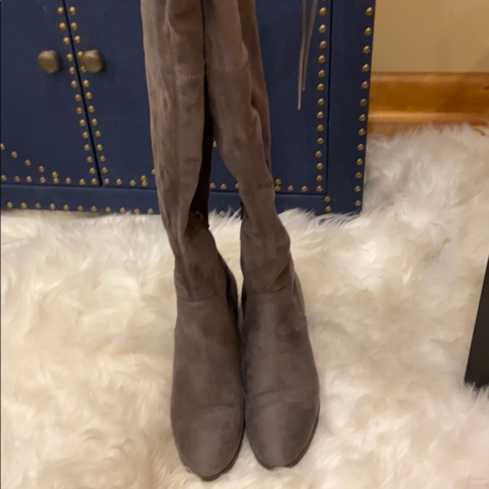 Aldo Over-the-Knee Gray Heeled Boots